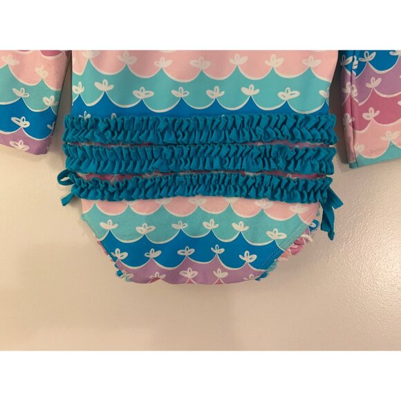 Ruffle Butts Girls Swimsuit 2T Long Sleeve One Piece UPF 50+ Mermaid Scales Past - Picture 8 of 13